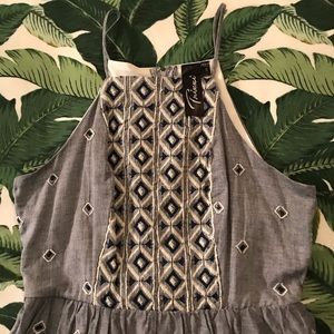 Chambray Dress with Embroidered Detail